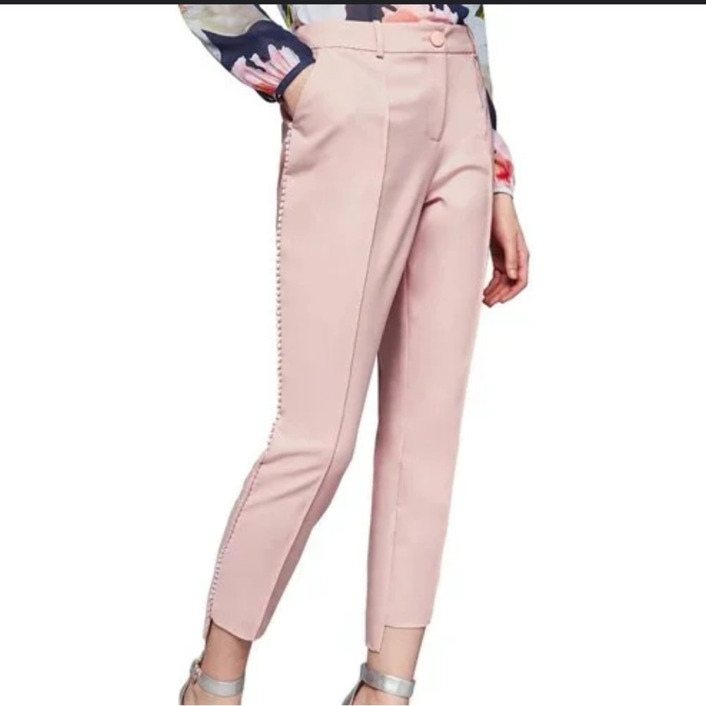 Ted Baker Anett seam-detail pale pink pants size 0